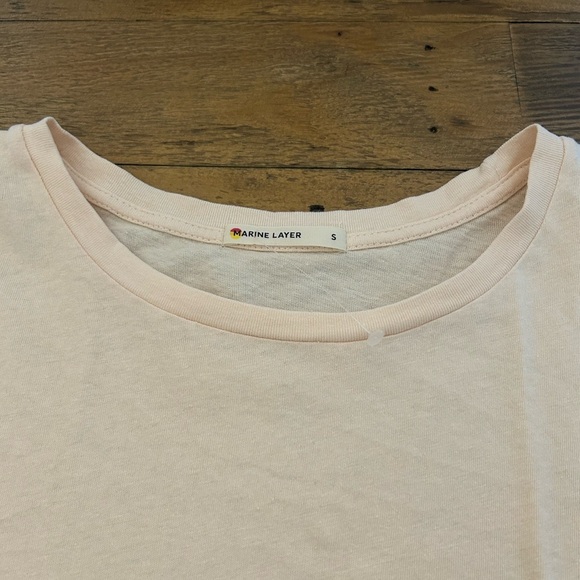 Marine Layer Women's Short Sleeve Tee Light Peach color - Picture 2 of 8